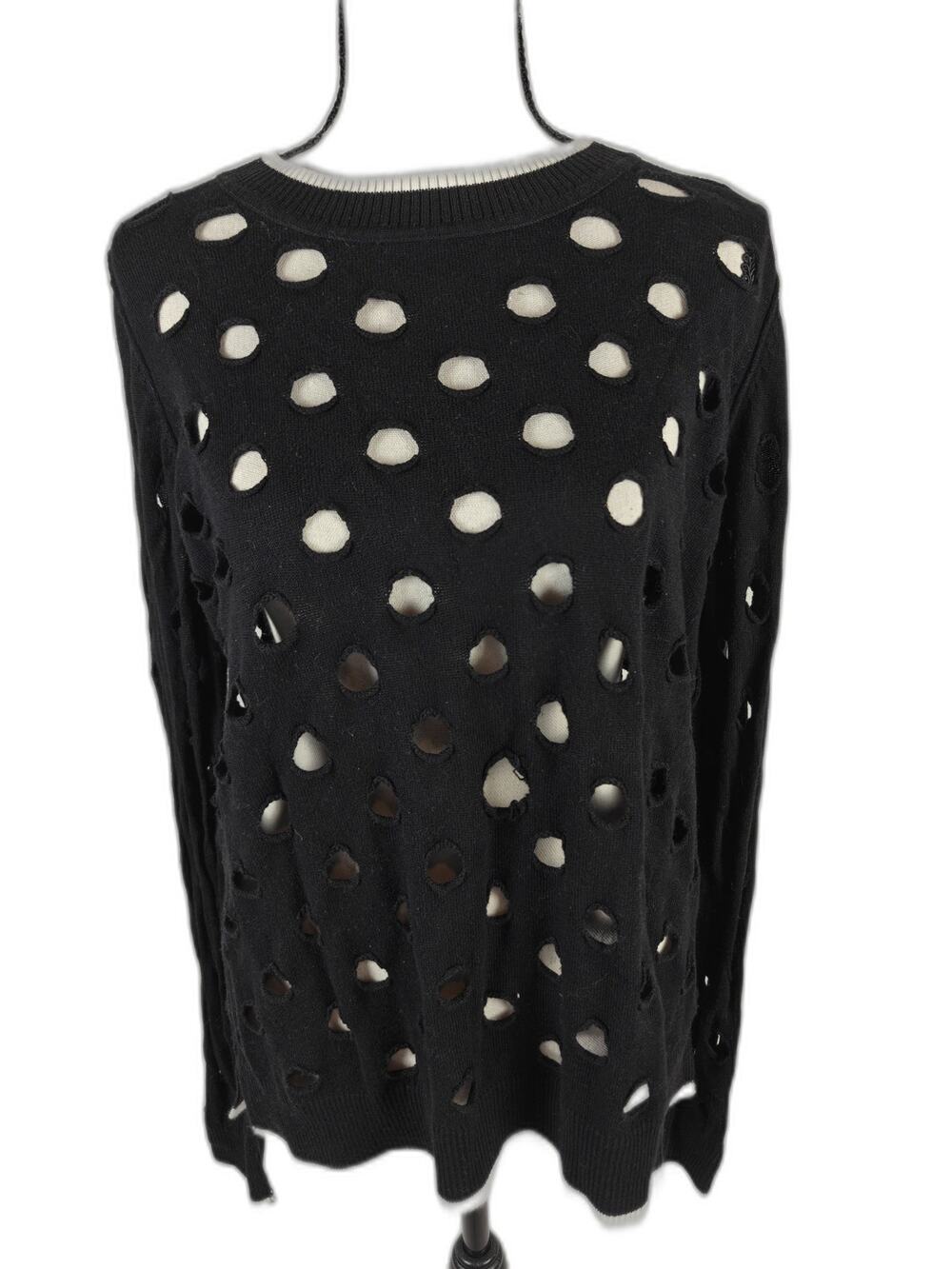 Women’s Enaz Orgl Distressed Cutout Sweater Black Size Medium